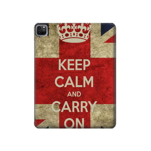 W0674 Keep Calm and Carry On Tablet Hülle Schutzhülle Taschen für iPad Pro 12.9 (2022,2021,2020,2018, 3rd, 4th, 5th, 6th)