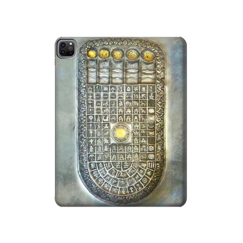 W1484 Buddha Footprint Tablet Hülle Schutzhülle Taschen für iPad Pro 12.9 (2022,2021,2020,2018, 3rd, 4th, 5th, 6th)