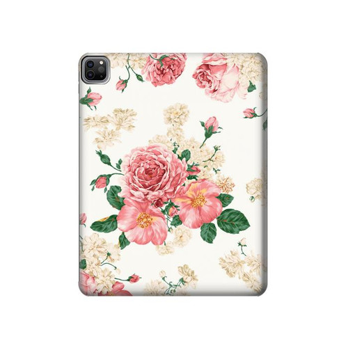 W1859 Rose Pattern Tablet Hülle Schutzhülle Taschen für iPad Pro 12.9 (2022,2021,2020,2018, 3rd, 4th, 5th, 6th)