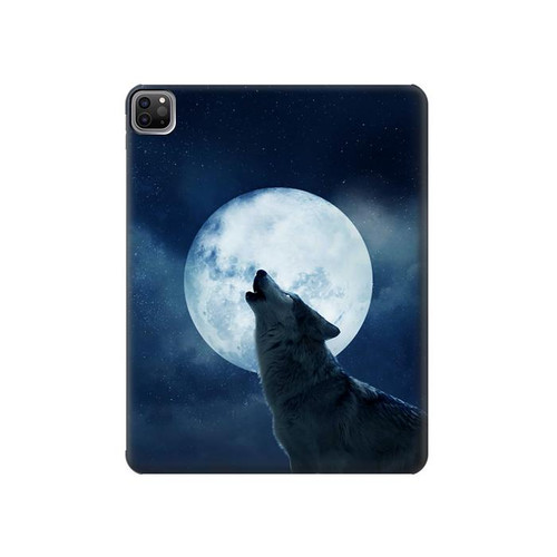 W3693 Grim White Wolf Full Moon Tablet Hülle Schutzhülle Taschen für iPad Pro 12.9 (2022,2021,2020,2018, 3rd, 4th, 5th, 6th)