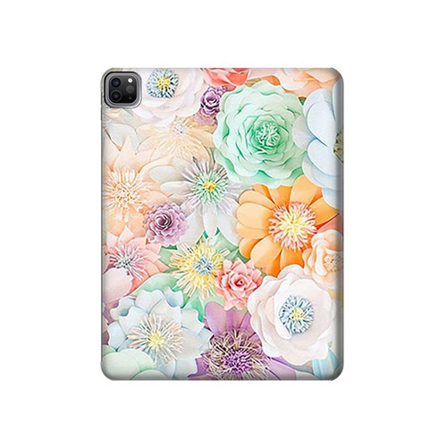 W3705 Pastel Floral Flower Tablet Hülle Schutzhülle Taschen für iPad Pro 12.9 (2022,2021,2020,2018, 3rd, 4th, 5th, 6th)
