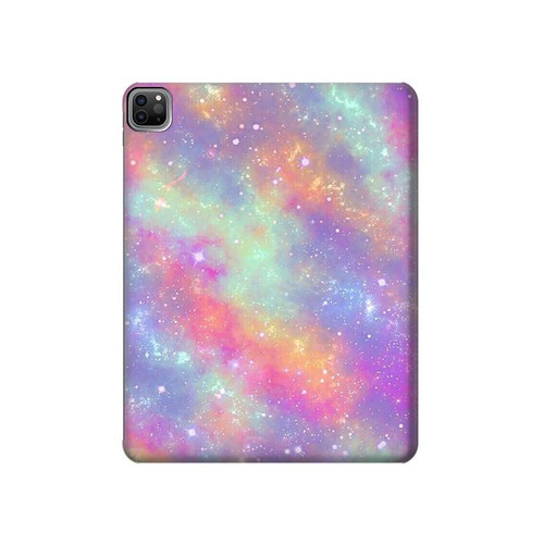 W3706 Pastel Rainbow Galaxy Pink Sky Tablet Hülle Schutzhülle Taschen für iPad Pro 12.9 (2022,2021,2020,2018, 3rd, 4th, 5th, 6th)
