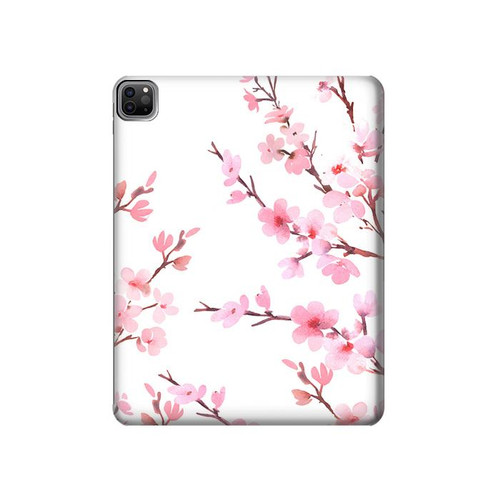 W3707 Pink Cherry Blossom Spring Flower Tablet Hülle Schutzhülle Taschen für iPad Pro 12.9 (2022,2021,2020,2018, 3rd, 4th, 5th, 6th)