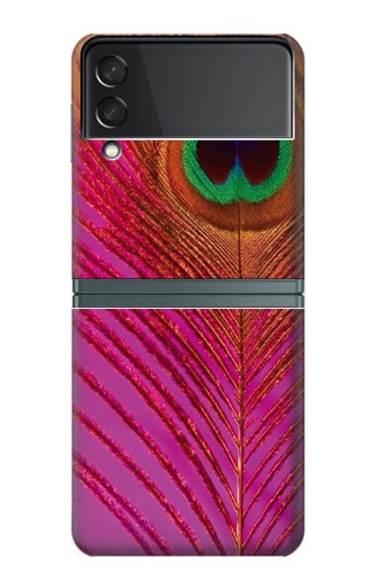 W3201 Pink Peacock Feather Hard Case For Samsung Galaxy Z Flip 3 5G