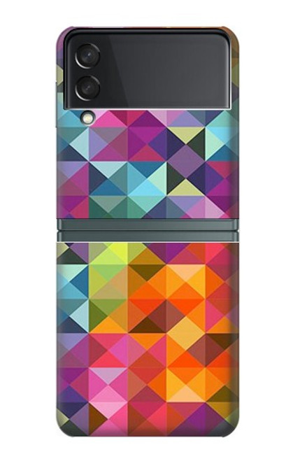 W3477 Abstract Diamond Pattern Hard Case For Samsung Galaxy Z Flip 3 5G
