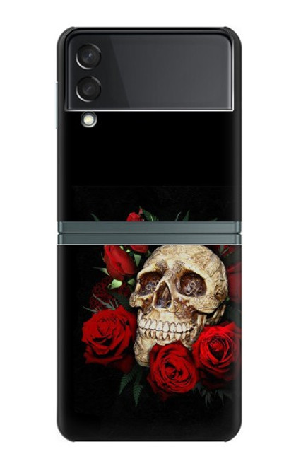 W3753 Dark Gothic Goth Skull Roses Hard Case For Samsung Galaxy Z Flip 3 5G