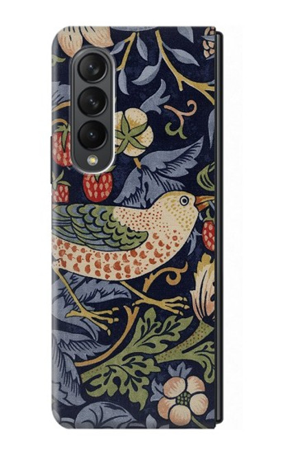 W3791 William Morris Strawberry Thief Fabric Hard Case For Samsung Galaxy Z Fold 3 5G