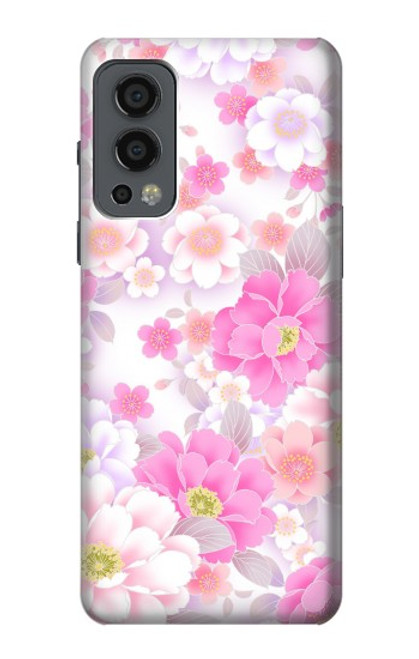 W3036 Pink Sweet Flower Flora Hülle Schutzhülle Taschen und Leder Flip für OnePlus Nord 2 5G