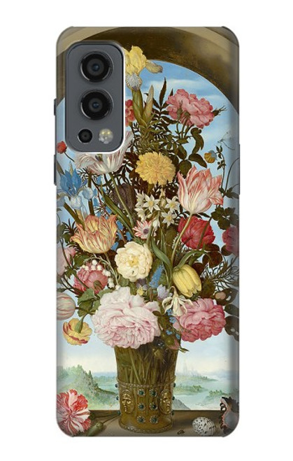 W3749 Vase of Flowers Hülle Schutzhülle Taschen und Leder Flip für OnePlus Nord 2 5G