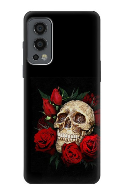 W3753 Dark Gothic Goth Skull Roses Hülle Schutzhülle Taschen und Leder Flip für OnePlus Nord 2 5G
