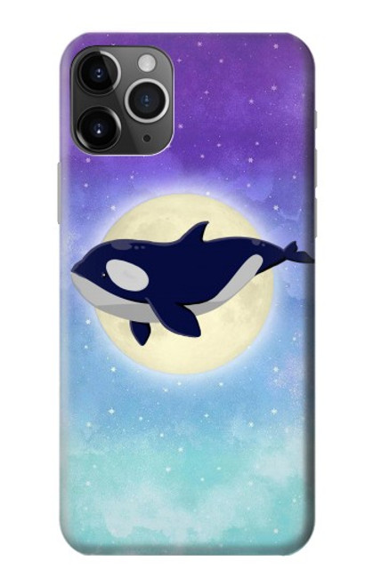 W3807 Killer Whale Orca Moon Pastel Fantasy Hülle Schutzhülle Taschen und Leder Flip für iPhone 11 Pro