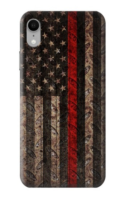 W3804 Fire Fighter Metal Red Line Flag Graphic Hülle Schutzhülle Taschen und Leder Flip für iPhone XR