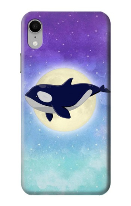W3807 Killer Whale Orca Moon Pastel Fantasy Hülle Schutzhülle Taschen und Leder Flip für iPhone XR