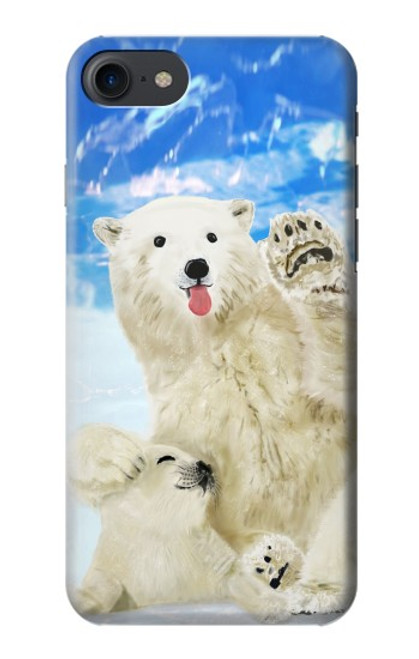 W3794 Arctic Polar Bear in Love with Seal Paint Hülle Schutzhülle Taschen und Leder Flip für iPhone 7, iPhone 8, iPhone SE (2020) (2022)