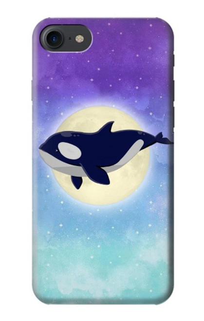 W3807 Killer Whale Orca Moon Pastel Fantasy Hülle Schutzhülle Taschen und Leder Flip für iPhone 7, iPhone 8, iPhone SE (2020) (2022)