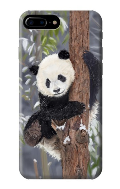 W3793 Cute Baby Panda Snow Painting Hülle Schutzhülle Taschen und Leder Flip für iPhone 7 Plus, iPhone 8 Plus