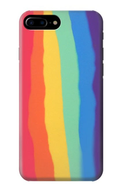 W3799 Cute Vertical Watercolor Rainbow Hülle Schutzhülle Taschen und Leder Flip für iPhone 7 Plus, iPhone 8 Plus