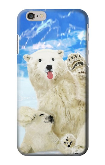 W3794 Arctic Polar Bear in Love with Seal Paint Hülle Schutzhülle Taschen und Leder Flip für iPhone 6 Plus, iPhone 6s Plus