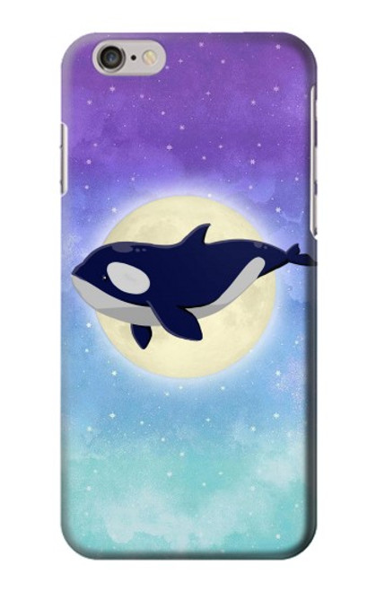 W3807 Killer Whale Orca Moon Pastel Fantasy Hülle Schutzhülle Taschen und Leder Flip für iPhone 6 Plus, iPhone 6s Plus