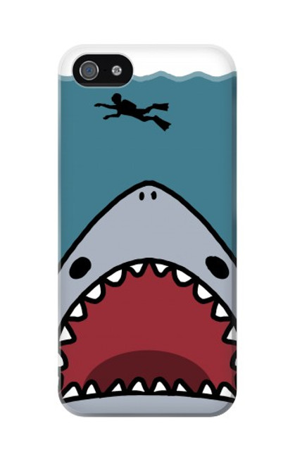 W3825 Cartoon Shark Sea Diving Hülle Schutzhülle Taschen und Leder Flip für iPhone 5 5S SE