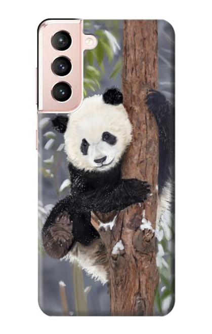 W3793 Cute Baby Panda Snow Painting Hülle Schutzhülle Taschen und Leder Flip für Samsung Galaxy S21 5G