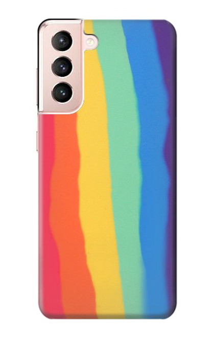 W3799 Cute Vertical Watercolor Rainbow Hülle Schutzhülle Taschen und Leder Flip für Samsung Galaxy S21 5G