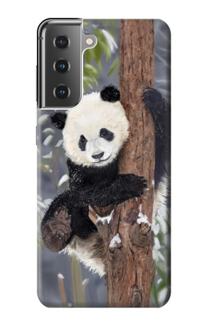 W3793 Cute Baby Panda Snow Painting Hülle Schutzhülle Taschen und Leder Flip für Samsung Galaxy S21 Plus 5G, Galaxy S21+ 5G
