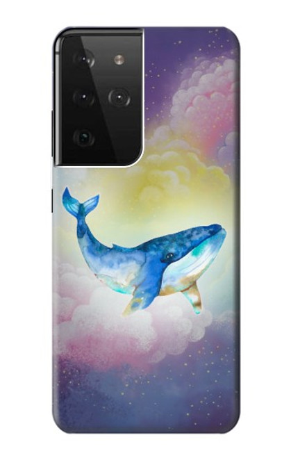 W3802 Dream Whale Pastel Fantasy Hülle Schutzhülle Taschen und Leder Flip für Samsung Galaxy S21 Ultra 5G