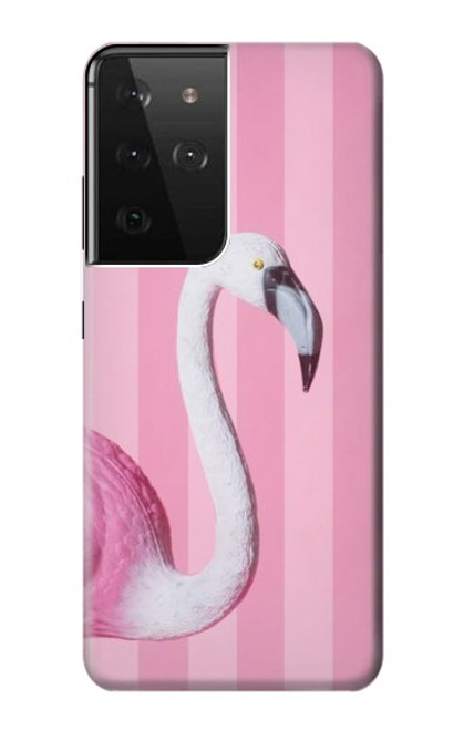 W3805 Flamingo Pink Pastel Hülle Schutzhülle Taschen und Leder Flip für Samsung Galaxy S21 Ultra 5G