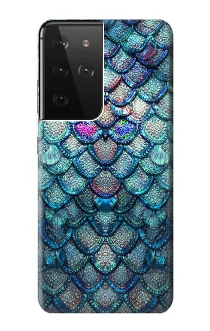 W3809 Mermaid Fish Scale Hülle Schutzhülle Taschen und Leder Flip für Samsung Galaxy S21 Ultra 5G
