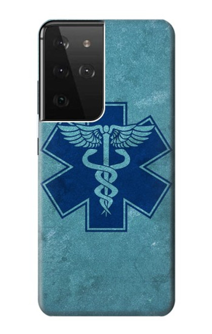 W3824 Caduceus Medical Symbol Hülle Schutzhülle Taschen und Leder Flip für Samsung Galaxy S21 Ultra 5G