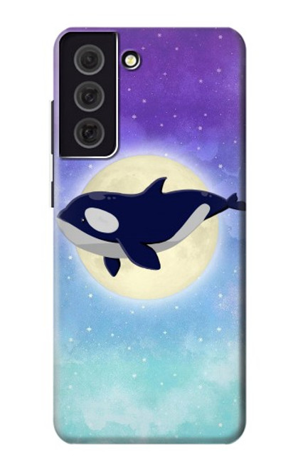 W3807 Killer Whale Orca Moon Pastel Fantasy Hülle Schutzhülle Taschen und Leder Flip für Samsung Galaxy S21 FE 5G