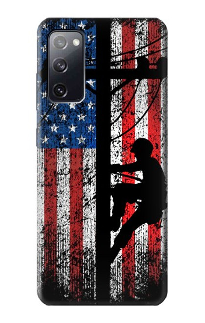 W3803 Electrician Lineman American Flag Hülle Schutzhülle Taschen und Leder Flip für Samsung Galaxy S20 FE