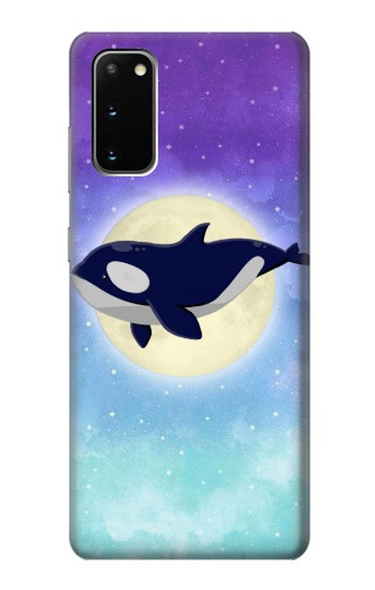 W3807 Killer Whale Orca Moon Pastel Fantasy Hülle Schutzhülle Taschen und Leder Flip für Samsung Galaxy S20