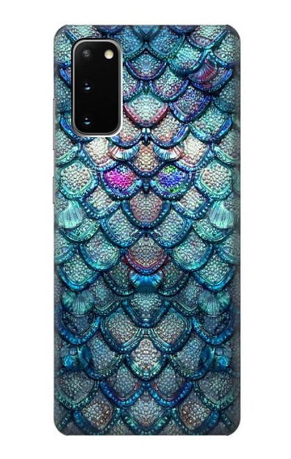 W3809 Mermaid Fish Scale Hülle Schutzhülle Taschen und Leder Flip für Samsung Galaxy S20