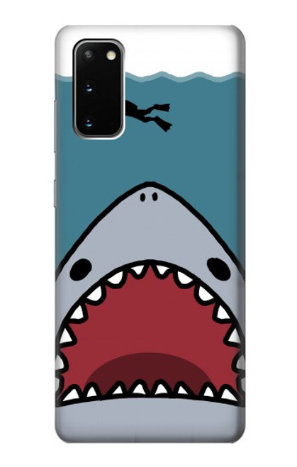W3825 Cartoon Shark Sea Diving Hülle Schutzhülle Taschen und Leder Flip für Samsung Galaxy S20