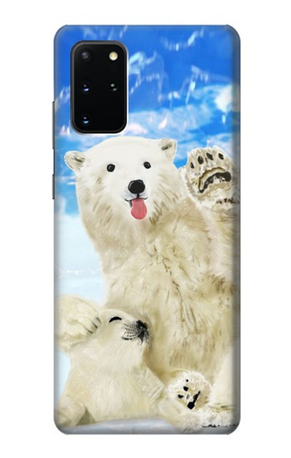 W3794 Arctic Polar Bear in Love with Seal Paint Hülle Schutzhülle Taschen und Leder Flip für Samsung Galaxy S20 Plus, Galaxy S20+