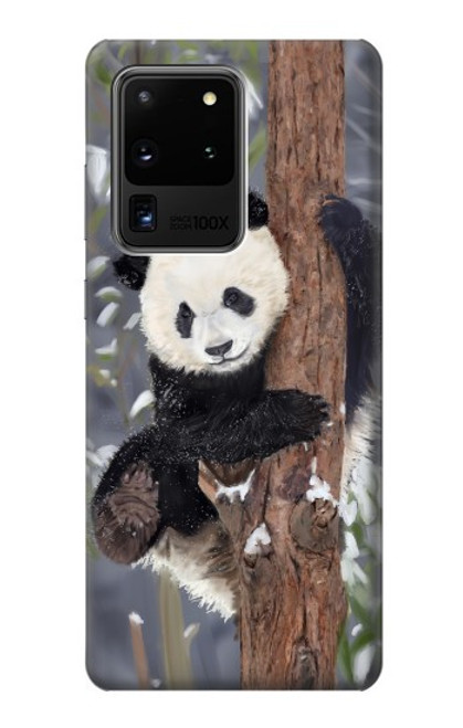 W3793 Cute Baby Panda Snow Painting Hülle Schutzhülle Taschen und Leder Flip für Samsung Galaxy S20 Ultra