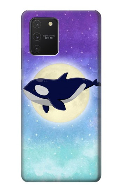W3807 Killer Whale Orca Moon Pastel Fantasy Hülle Schutzhülle Taschen und Leder Flip für Samsung Galaxy S10 Lite