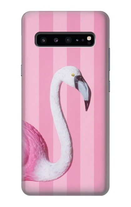 W3805 Flamingo Pink Pastel Hülle Schutzhülle Taschen und Leder Flip für Samsung Galaxy S10 5G