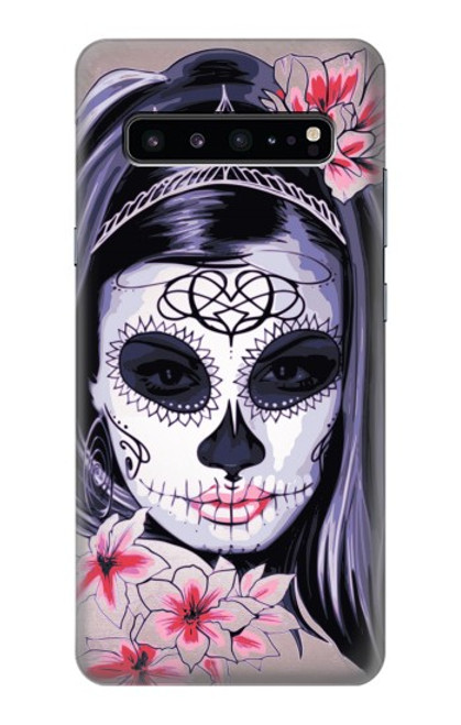 W3821 Sugar Skull Steam Punk Girl Gothic Hülle Schutzhülle Taschen und Leder Flip für Samsung Galaxy S10 5G