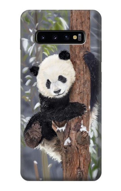 W3793 Cute Baby Panda Snow Painting Hülle Schutzhülle Taschen und Leder Flip für Samsung Galaxy S10 Plus
