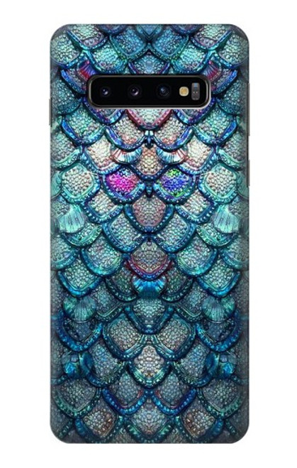 W3809 Mermaid Fish Scale Hülle Schutzhülle Taschen und Leder Flip für Samsung Galaxy S10