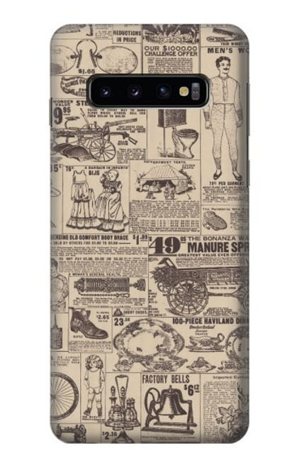 W3819 Retro Vintage Paper Hülle Schutzhülle Taschen und Leder Flip für Samsung Galaxy S10