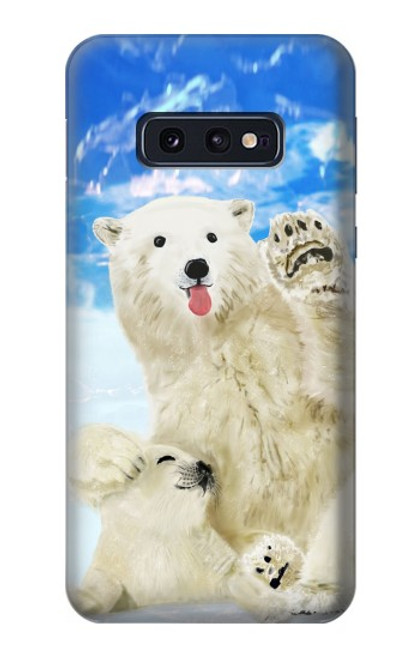 W3794 Arctic Polar Bear in Love with Seal Paint Hülle Schutzhülle Taschen und Leder Flip für Samsung Galaxy S10e