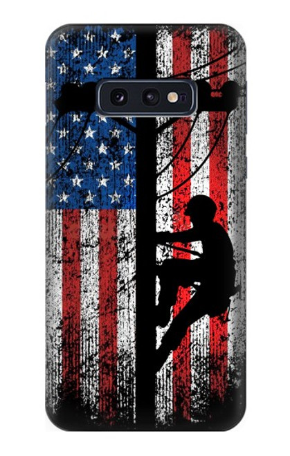 W3803 Electrician Lineman American Flag Hülle Schutzhülle Taschen und Leder Flip für Samsung Galaxy S10e