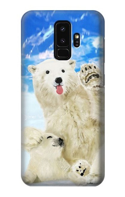 W3794 Arctic Polar Bear in Love with Seal Paint Hülle Schutzhülle Taschen und Leder Flip für Samsung Galaxy S9 Plus