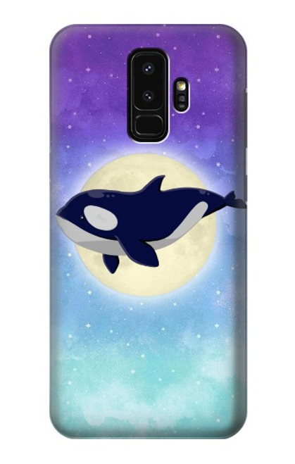 W3807 Killer Whale Orca Moon Pastel Fantasy Hülle Schutzhülle Taschen und Leder Flip für Samsung Galaxy S9 Plus