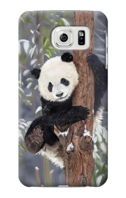 W3793 Cute Baby Panda Snow Painting Hülle Schutzhülle Taschen und Leder Flip für Samsung Galaxy S7 Edge