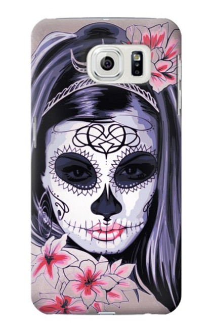 W3821 Sugar Skull Steam Punk Girl Gothic Hülle Schutzhülle Taschen und Leder Flip für Samsung Galaxy S7 Edge